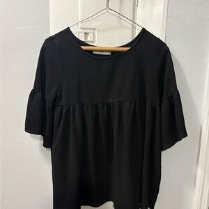 Impressions Black Ruffle Sleeve Blouse